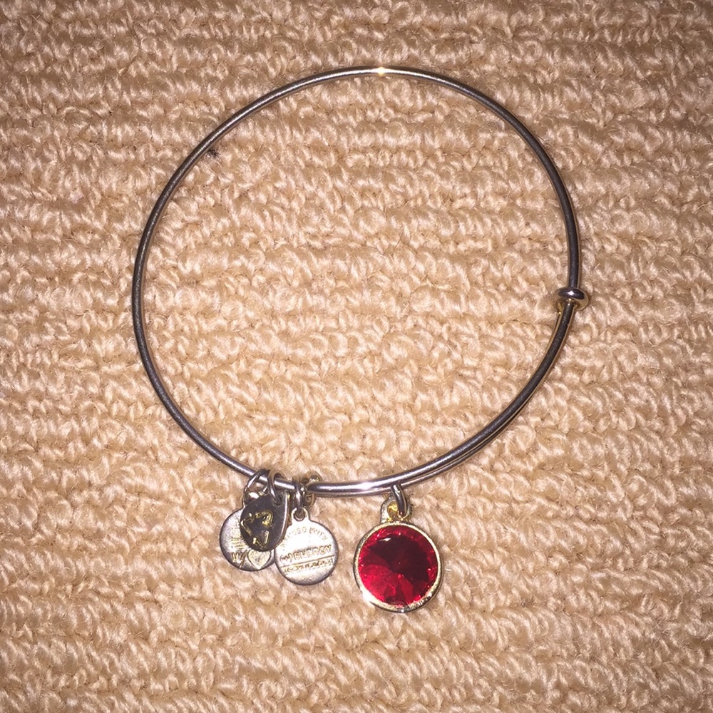Alex & Ani gold bracelet with ruby stone